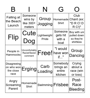 Regatta Bingo Card