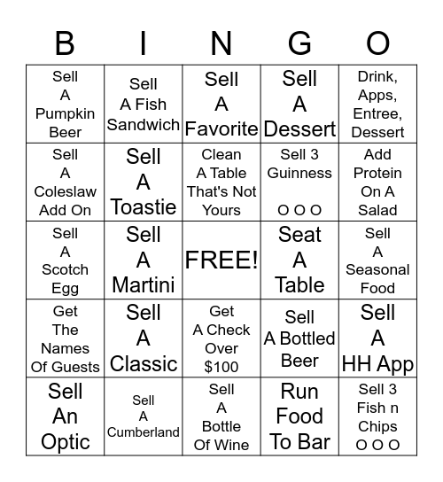 Server Bingo Card