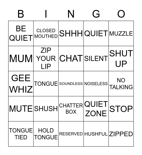 REAL TALK...LADIES                SHUT UP! Bingo Card