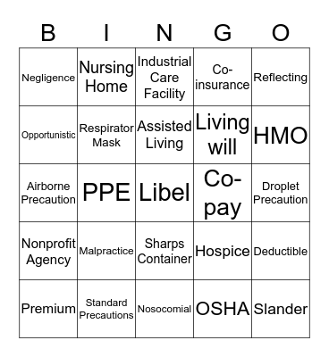 Intro Review Bingo Card