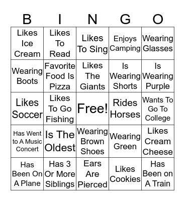 Find Someone Who Bingo Card