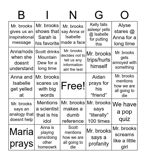 Scotty B Bingo  Bingo Card