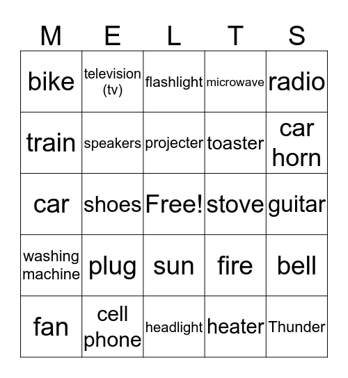 M.E.L.T.S. Bingo Card