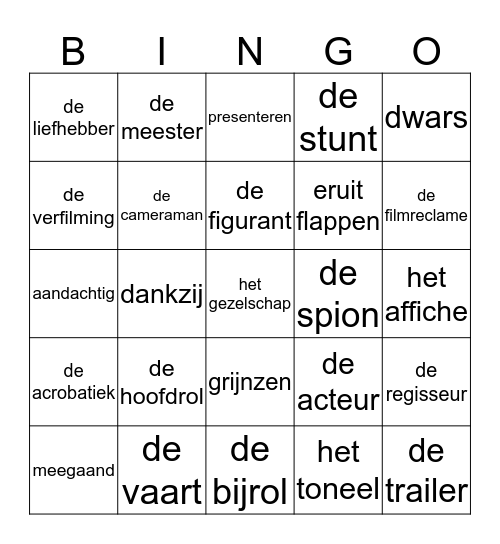 Taal Actief woordenschat thema 7 Bingo Card