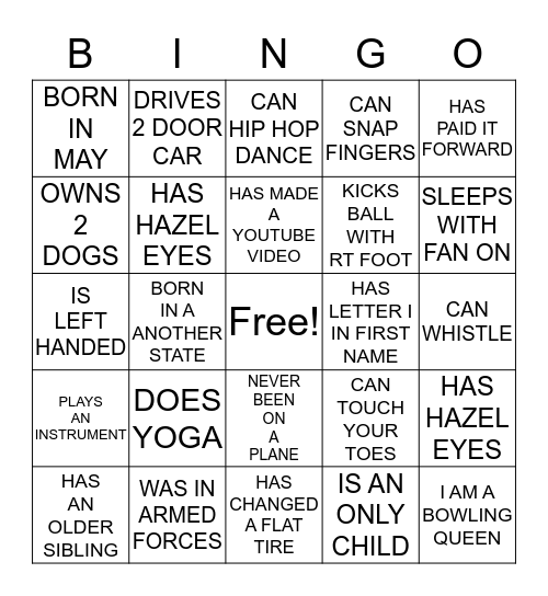 BEING HUMAN Bingo Card