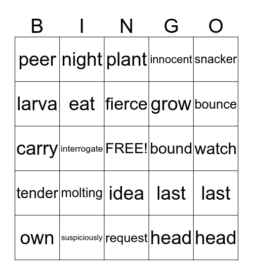 3rd Grade Bingo Card