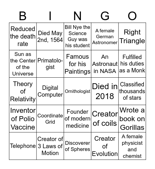 Genius Bingo! Bingo Card