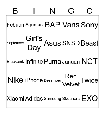 Pacarnya Harris Bingo Card