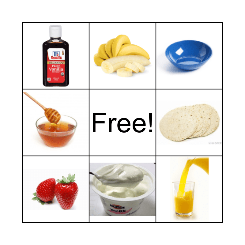 Fruit Pizza Bingo Card