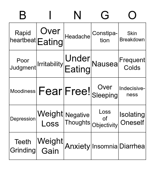 Signs of stress Bingo Card