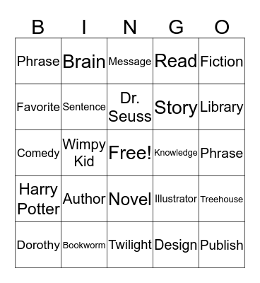 Book Theme Bingo Card