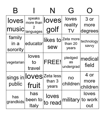 Untitled Bingo Card