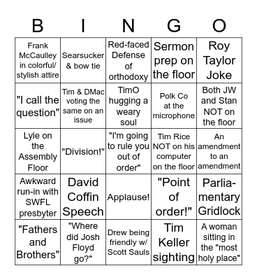 GA 2018 Bingo Card