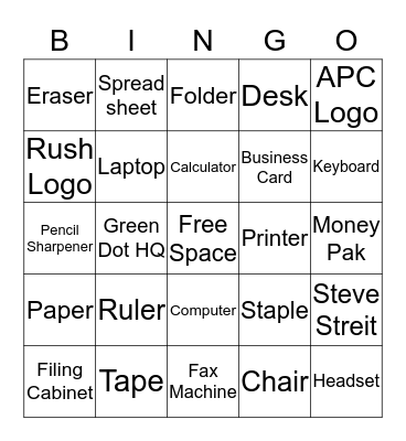 Green Dot Bingo Card