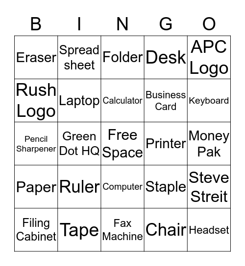 Green Dot Bingo Card