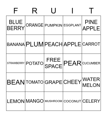 FRUIT bingo Card