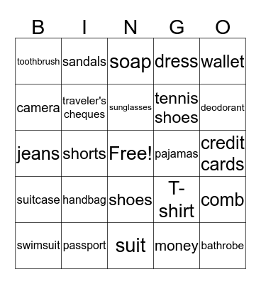 Department Store Bingo Card
