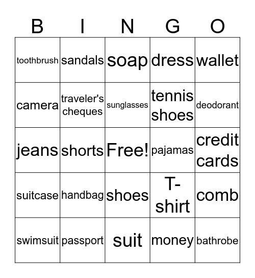 Department Store Bingo Card