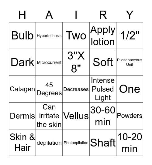 HAIR REMOVAL Bingo Card