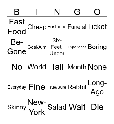 ASL 2 Mann's Class Bingo Card