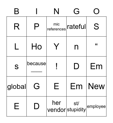 LBingo Card