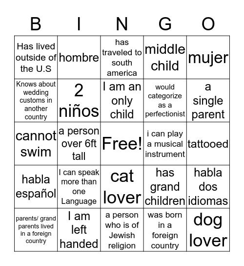 Diversity Bingo  Bingo Card