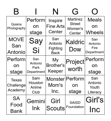 Block Party BINGO Card