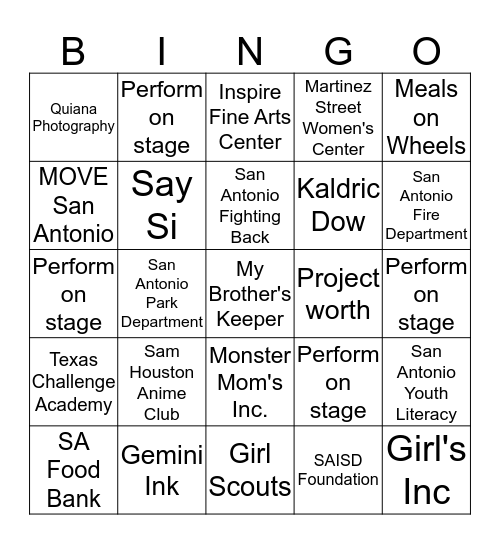 Block Party BINGO Card