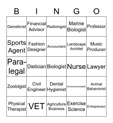 Career Bingo Card