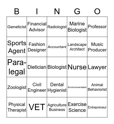 Career Bingo Card