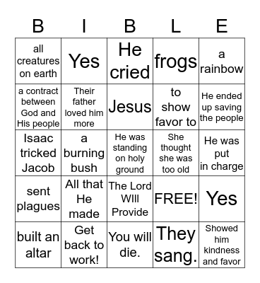 The Big God Story Review Bingo Card