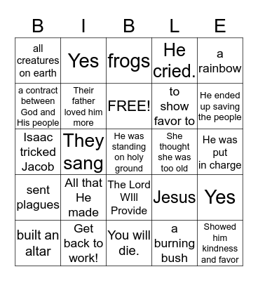 The Big God Story Review Bingo Card