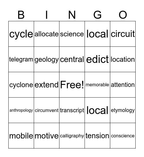 Bingo Card