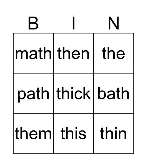 Three in a Row Bingo Card