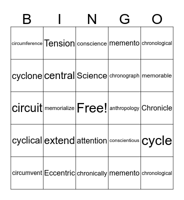 . Bingo Card