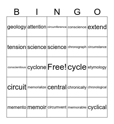 . Bingo Card