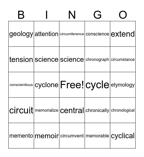 . Bingo Card