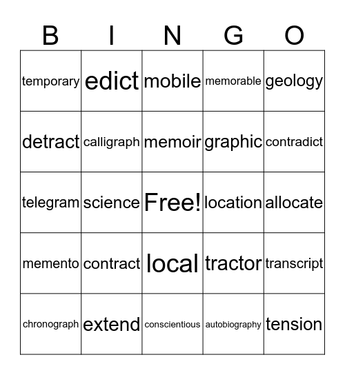 Bingo Card