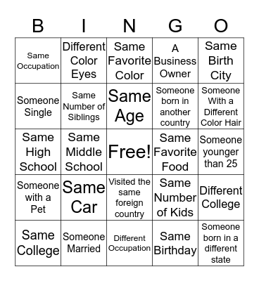 Prime Mix & Mingle 2018 Bingo Card