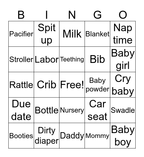 B A B Y - Q Bingo Card