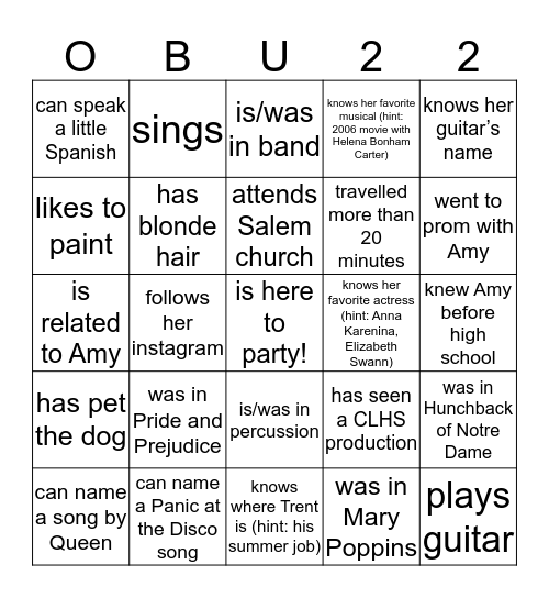 Meet Someone Who... Bingo Card