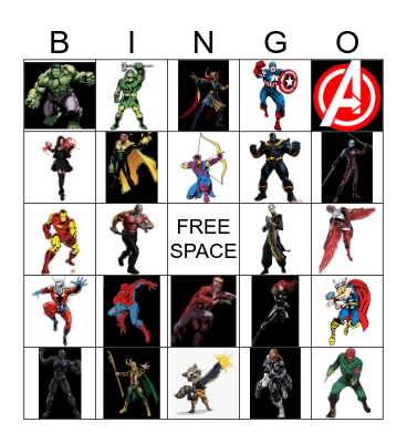 MARVEL AVENGERS Bingo Card