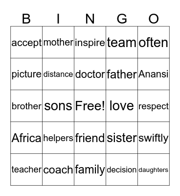 My Helpers G1 U6 W2 Bingo Card