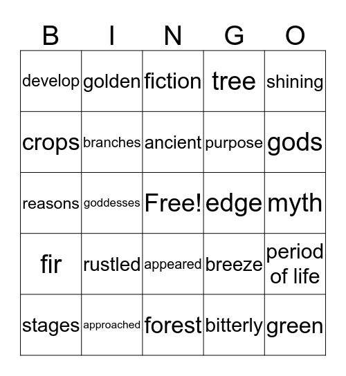 Why Fir Tree Keeps His Leaves G2 U6 W1 Bingo Card