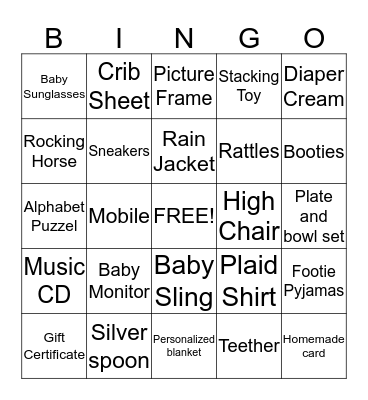 Luke's Baby Shower  Bingo Card