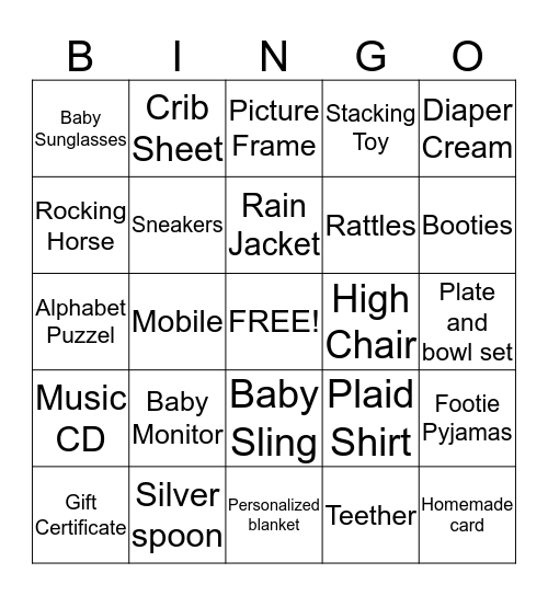 Luke's Baby Shower  Bingo Card