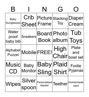 Luke's Baby Shower  Bingo Card