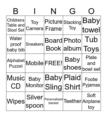 Luke's Baby Shower  Bingo Card