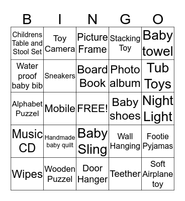 Luke's Baby Shower  Bingo Card