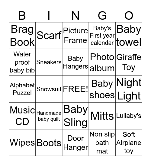Luke's Baby Shower  Bingo Card
